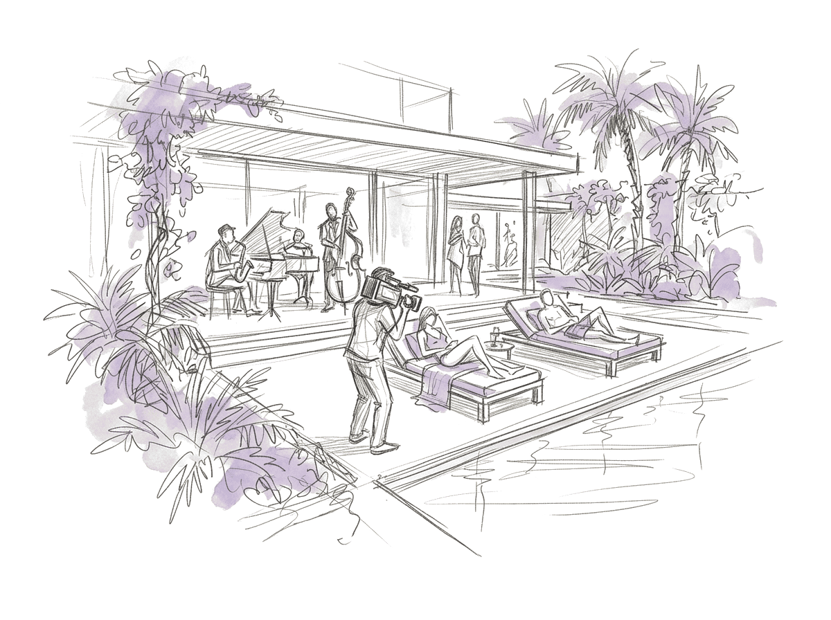 Concept sketch — Poolside Creator Session
